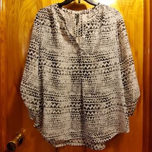 Maurices sheer white with black hearts print top